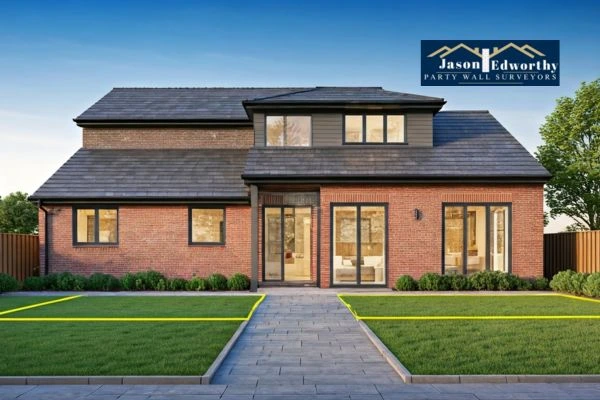 Home extension focusing on boundary line Lancashire